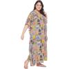 imageOussum Women Kaftan Plus Size Polyester Summer Caftan Cover Ups Maxi House DressMulticolor Plus Size Caftan