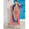 imageOussum Women Kaftan Plus Size Polyester Summer Caftan Cover Ups Maxi House DressMulticolor Red Dashiki Maxi Kaftan