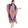 imageOussum Women Kaftan Plus Size Polyester Summer Caftan Cover Ups Maxi House DressMulticolor Red Dashiki Maxi Kaftan