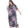 imageOussum Women Kaftan Plus Size Polyester Summer Caftan Cover Ups Maxi House DressNavy Blue Floral