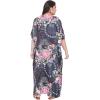 imageOussum Women Kaftan Plus Size Polyester Summer Caftan Cover Ups Maxi House DressNavy Blue Floral