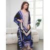 imageOussum Women Kaftan Plus Size Polyester Summer Caftan Cover Ups Maxi House DressNavy Blue Stripped Print Kaftan