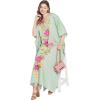 imageOussum Women Kaftan Plus Size Polyester Summer Caftan Cover Ups Maxi House DressSea Green Floral Caftan