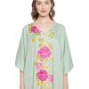 imageOussum Women Kaftan Plus Size Polyester Summer Caftan Cover Ups Maxi House DressSea Green Floral Caftan