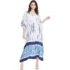 imageOussum Women Kaftan Plus Size Polyester Summer Caftan Cover Ups Maxi House DressWhite