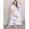 imageOussum Women Kaftan Plus Size Polyester Summer Caftan Cover Ups Maxi House DressWhite Leaf