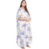 imageOussum Women Kaftan Plus Size Polyester Summer Caftan Cover Ups Maxi House DressWhite Leaf