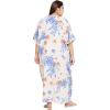 imageOussum Women Kaftan Plus Size Polyester Summer Caftan Cover Ups Maxi House DressWhite Leaf