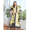 imageOussum Women Kaftan Plus Size Polyester Summer Caftan Cover Ups Maxi House DressYellow Abstract