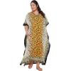 imageOussum Women Kaftan Plus Size Polyester Summer Caftan Cover Ups Maxi House DressYellow Leopard