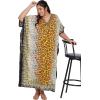 imageOussum Women Kaftan Plus Size Polyester Summer Caftan Cover Ups Maxi House DressYellow Leopard