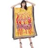 imageOussum Women Kaftan Plus Size Polyester Summer Caftan Cover Ups Maxi House DressYellow One Size