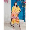 imageOussum Women Kaftan Plus Size Polyester Summer Caftan Cover Ups Maxi House DressYellow One Size