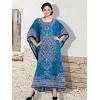 imagePlus Size Kaftan Dress Tunic Long Maxi Kimono Caftan Gown Nightdress Beach Party Casual DressBlue