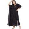 imagePlus Size Kimono Long Beach Cover Up Outwear Dress Casual Rayon Lurex Ladies VNeck Maxi Caftan Solid Kaftan for Womens Black with Gold
