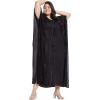 imagePlus Size Kimono Long Beach Cover Up Outwear Dress Casual Rayon Lurex Ladies VNeck Maxi Caftan Solid Kaftan for Womens Black with Gold