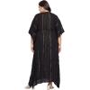 imagePlus Size Kimono Long Beach Cover Up Outwear Dress Casual Rayon Lurex Ladies VNeck Maxi Caftan Solid Kaftan for Womens Black with Gold
