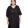 imagePlus Size Kimono Long Beach Cover Up Outwear Dress Casual Rayon Lurex Ladies VNeck Maxi Caftan Solid Kaftan for Womens Black with Gold