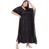 imagePlus Size Kimono Long Beach Cover Up Outwear Dress Casual Rayon Lurex Ladies VNeck Maxi Caftan Solid Kaftan for Womens Black with Gold