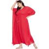 imagePlus Size Kimono Long Beach Cover Up Outwear Dress Casual Rayon Lurex Ladies VNeck Maxi Caftan Solid Kaftan for Womens Red with Silver