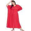 imagePlus Size Kimono Long Beach Cover Up Outwear Dress Casual Rayon Lurex Ladies VNeck Maxi Caftan Solid Kaftan for Womens Red with Silver