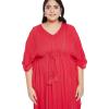imagePlus Size Kimono Long Beach Cover Up Outwear Dress Casual Rayon Lurex Ladies VNeck Maxi Caftan Solid Kaftan for Womens Red with Silver