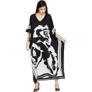 imageCaftan for Women Plus Size Black And White Kaftan Beach Swimsuit Cover Up Maxi House DressesBlack  White