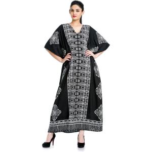 imageCaftan for Women Plus Size Black And White Kaftan Beach Swimsuit Cover Up Maxi House DressesBlack and White