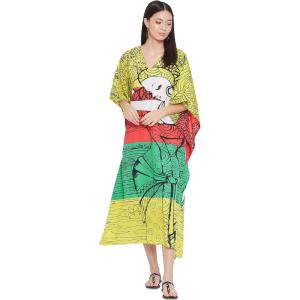 imageOussum Women Kaftan Plus Size Polyester Summer Caftan Cover Ups Maxi House DressGreen Lady Tribal Kaftan