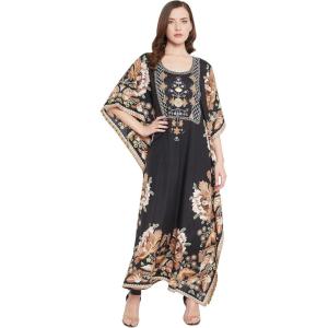 imageOussum Women Kaftan Plus Size Polyester Summer Caftan Cover Ups Maxi House DressMulticolor