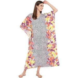 imageOussum Women Kaftan Plus Size Polyester Summer Caftan Cover Ups Maxi House DressMulticolor Floral