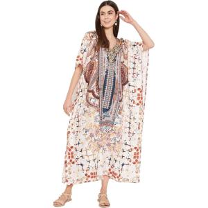 imageOussum Women Kaftan Plus Size Polyester Summer Caftan Cover Ups Maxi House DressMulticolor Kaftan