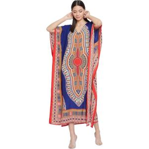 imageOussum Women Kaftan Plus Size Polyester Summer Caftan Cover Ups Maxi House DressMulticolor Red Dashiki Maxi Kaftan