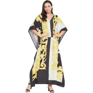 imageOussum Women Kaftan Plus Size Polyester Summer Caftan Cover Ups Maxi House DressYellow Abstract