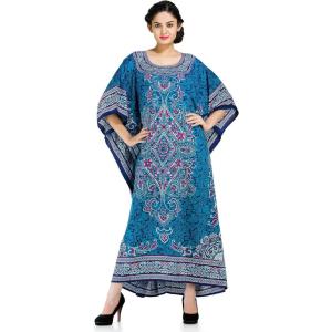 imagePlus Size Kaftan Dress Tunic Long Maxi Kimono Caftan Gown Nightdress Beach Party Casual DressBlue