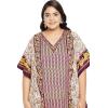 imageOussum Plus Size Kaftan for Women Polyester Summer Caftan Swimwear Cover Ups Maxi Beach DressBeige Floral Pattern