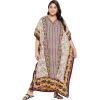 imageOussum Plus Size Kaftan for Women Polyester Summer Caftan Swimwear Cover Ups Maxi Beach DressBeige Floral Pattern
