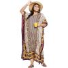 imageOussum Plus Size Kaftan for Women Polyester Summer Caftan Swimwear Cover Ups Maxi Beach DressBeige Floral Pattern