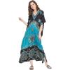 imageOussum Plus Size Kaftan for Women Polyester Summer Caftan Swimwear Cover Ups Maxi Beach DressBlack  Turquoise