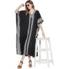 imageOussum Plus Size Kaftan for Women Polyester Summer Caftan Swimwear Cover Ups Maxi Beach DressBlack Lady Tribal Kaftan