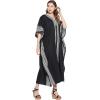 imageOussum Plus Size Kaftan for Women Polyester Summer Caftan Swimwear Cover Ups Maxi Beach DressBlack Lady Tribal Kaftan