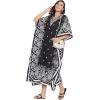 imageOussum Plus Size Kaftan for Women Polyester Summer Caftan Swimwear Cover Ups Maxi Beach DressBlack Paisley