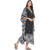 imageOussum Plus Size Kaftan for Women Polyester Summer Caftan Swimwear Cover Ups Maxi Beach DressBlack Paisley