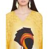 imageOussum Plus Size Kaftan for Women Polyester Summer Caftan Swimwear Cover Ups Maxi Beach DressMulticolor Gold Lady Tribal Print