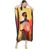 imageOussum Plus Size Kaftan for Women Polyester Summer Caftan Swimwear Cover Ups Maxi Beach DressMulticolor Gold Lady Tribal Print