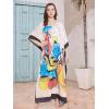 imageOussum Plus Size Kaftan for Women Polyester Summer Caftan Swimwear Cover Ups Maxi Beach DressMulticolor Tribal Print