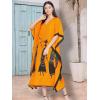 imageOussum Plus Size Kaftan for Women Polyester Summer Caftan Swimwear Cover Ups Maxi Beach DressMulticolor Yellow Lady  Tribal Printed Maxi Kaftan