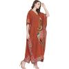 imageOussum Plus Size Kaftan for Women Polyester Summer Caftan Swimwear Cover Ups Maxi Beach DressOrange