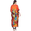 imageOussum Plus Size Kaftan for Women Polyester Summer Caftan Swimwear Cover Ups Maxi Beach DressOrange Lady  Tribal Printed Maxi Kaftan