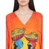 imageOussum Plus Size Kaftan for Women Polyester Summer Caftan Swimwear Cover Ups Maxi Beach DressOrange Lady  Tribal Printed Maxi Kaftan